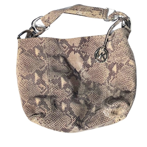 Authentic Michael Kors Tan Snake Print Shoulder Bag - Picture 2 of 6